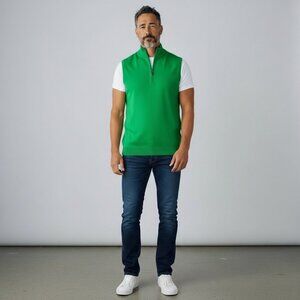 Donald Ross Kelly Green 100% Merino Wool Quarter-Zip Vest Men’s Size XL